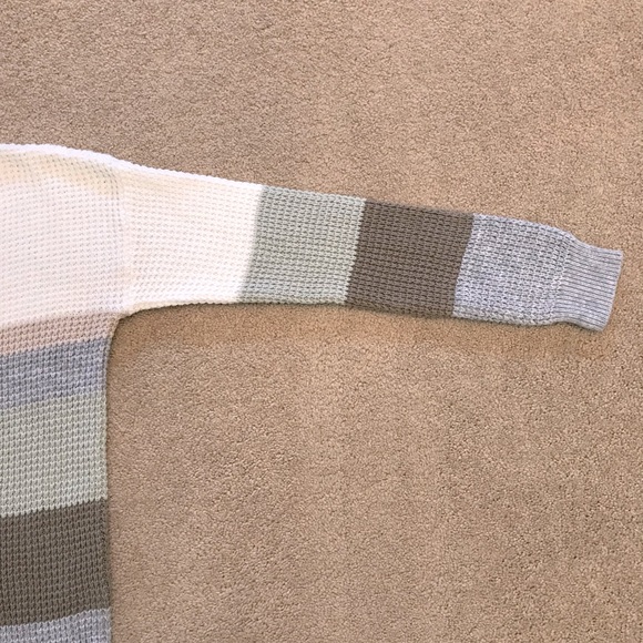 Cloud Chaser V Neck Striped Knit Sweater Womens Size Medium White Green Blue - Picture 5 of 9